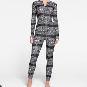 SKIMS Logo Pajama Pointelle Henley Onesie M